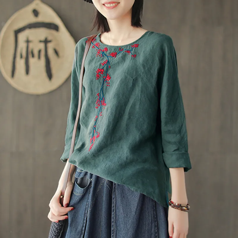 Johnature Embroidery Floral Cutton Linen New Vintage Style Spring Loose Regular o-neck full-sleeve Women T-shirt Fashion
Johnature Embroidery Floral Cutton Linen New Vintage Style Spring Loose Regular o-neck full-sleeve Women T-shirt Fashion
