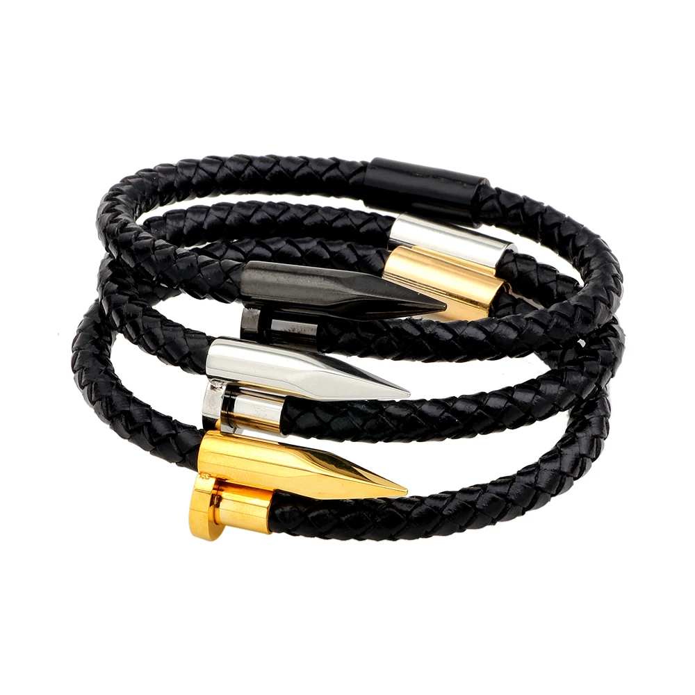 Fashion Stainless Steel Women Leather Bracelet Gold Silver Black Metal Bracelets Bangles Charm Cuff Bangles Jewelry Wholesale
Fashion Stainless Steel Women Leather Bracelet Gold Silver Black Metal Bracelets Bangles Charm Cuff Bangles Jewelry Wholesale