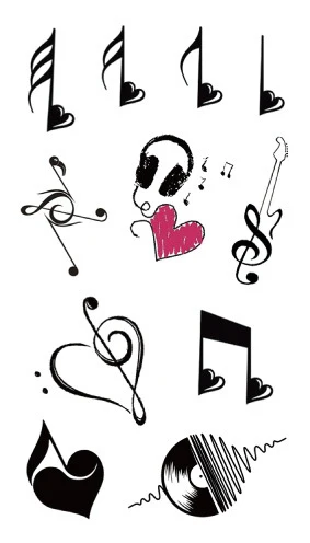 Temporary Tattoos sticker music Note Love guitar record headset tatto Water Transfer fake flash tatoo for woman man
Temporary Tattoos sticker music Note Love guitar record headset tatto Water Transfer fake flash tatoo for woman man