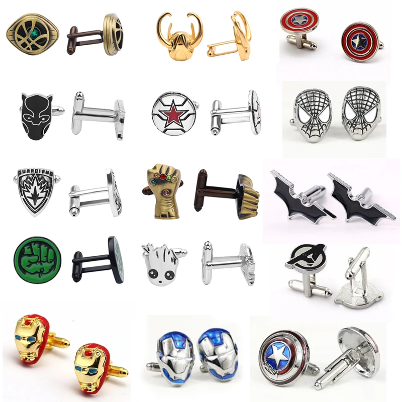 The Avengers Captain America Cufflinks Thor Hammer Iron Man Superhero Infinity Gloves Deadpool Logo Tie Clips Men Shirt Jewelry
The Avengers Captain America Cufflinks Thor Hammer Iron Man Superhero Infinity Gloves Deadpool Logo Tie Clips Men Shirt Jewelry