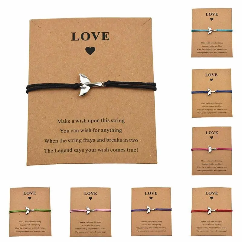 New Cute Elegant Mermaid Tail Charm Bracelet Make a Wish Jewelry for Women Men Friends Love Card Gifts Whale Fish Tail Bracelets
New Cute Elegant Mermaid Tail Charm Bracelet Make a Wish Jewelry for Women Men Friends Love Card Gifts Whale Fish Tail Bracelets
