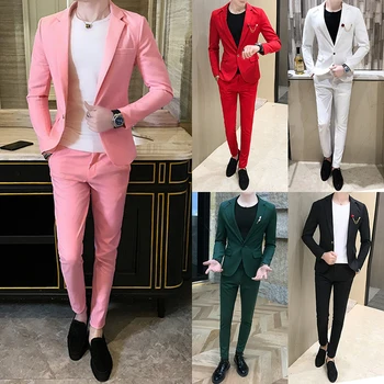 2019 new hair stylist fashion slim suit Korean version men's casual two-piece solid color fashion suit plus size clothing
2019 new hair stylist fashion slim suit Korean version men's casual two-piece solid color fashion suit plus size clothing