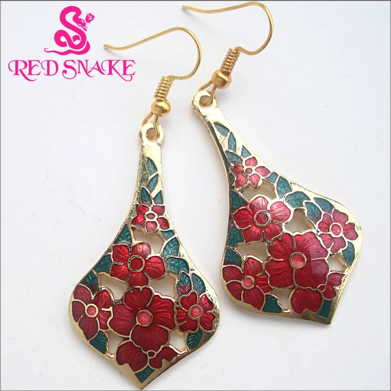 RED SNAKE Fashion Jewelry Cloisonne Enamel Drop Earrings Charm Amazing hand-painted Beautifully Leaf Shaped Flowers
RED SNAKE Fashion Jewelry Cloisonne Enamel Drop Earrings Charm Amazing hand-painted Beautifully Leaf Shaped Flowers