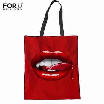 FORUDESIGNS Fashion Red Bloody Lips Print Woman Cloth Shopping Tote Bags Large Capacity Shopper Bag Casual Recycle Grocery Bag
FORUDESIGNS Fashion Red Bloody Lips Print Woman Cloth Shopping Tote Bags Large Capacity Shopper Bag Casual Recycle Grocery Bag