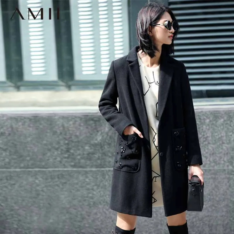Amii Casual Women Woolen Coat 2018 Winter Beading Wide-waisted Covered Button Female Wool Blends
Amii Casual Women Woolen Coat 2018 Winter Beading Wide-waisted Covered Button Female Wool Blends