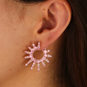 Pink girl women modern fashion jewelry rose gold color luxury big spikes circle cz hoop big hoop earring
Pink girl women modern fashion jewelry rose gold color luxury big spikes circle cz hoop big hoop earring