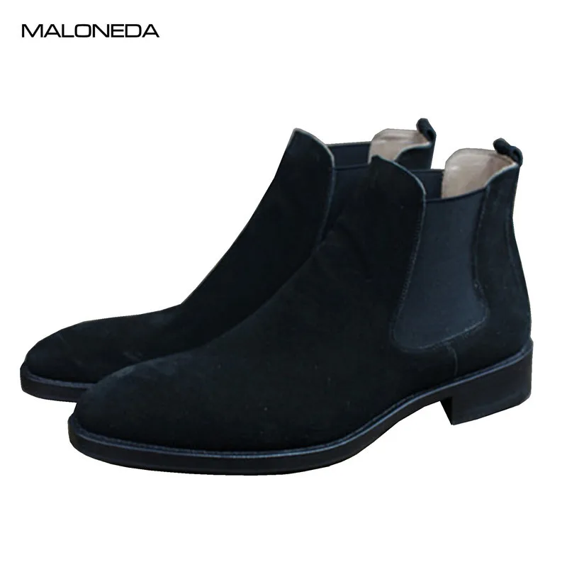 

MALONEDA Brand Handmade Suede Leather Chelsea Boots Goodyear Handcraft Casual Ankle Boots Slip On Bespoke Big Size for Men