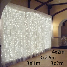 3x1/3x2/3x3m led cortina luzes da corda guirlanda natal led corda de casamento luz de fadas jardim festa de casamento decoração de luz(China)