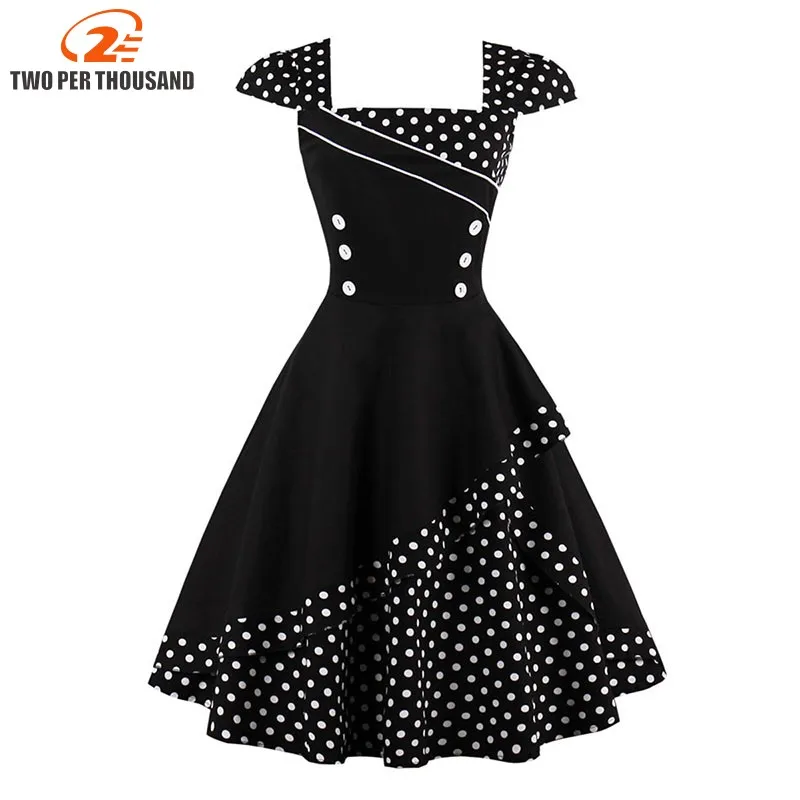 Robe Pin Up Vintage Patchwork Dress women Polka Dots Button Black 1950s Dresses Zipper Elegant summer FemaleVintage Vestido
Robe Pin Up Vintage Patchwork Dress women Polka Dots Button Black 1950s Dresses Zipper Elegant summer FemaleVintage Vestido