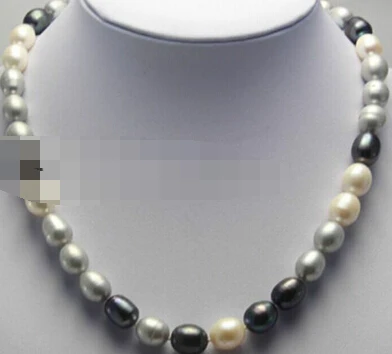 Jewelr 006457 elegant 11-12mm tahitian natural black white gray pearl necklace 18inch
Jewelr 006457 elegant 11-12mm tahitian natural black white gray pearl necklace 18inch