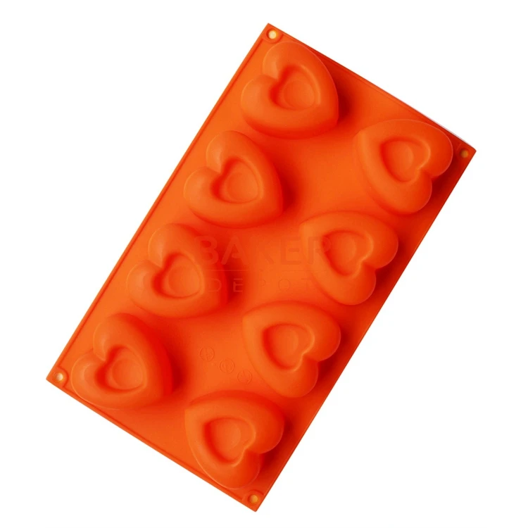 silicone cake mold 8 lattices double heart shape handmade soap mold silicone chocolate molds SSCM-001-2
silicone cake mold 8 lattices double heart shape handmade soap mold silicone chocolate molds SSCM-001-2