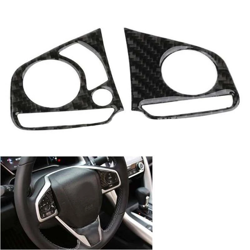 JX-LCLYL 2PCS Interior Steering Wheel Button Cover Trim Decoration for Honda Civic 2016