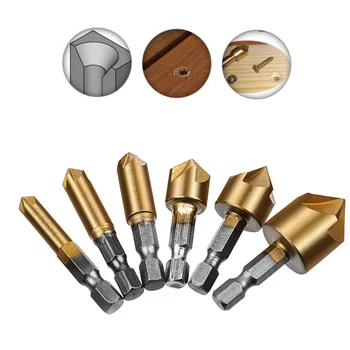 6 PCS Countersink Drill Bit Set 90 Degree Wood Cutter Drill Bit 1/4" Hex Shank Countersink Drill Tools Bits 5 Flute Countersink
6 PCS Countersink Drill Bit Set 90 Degree Wood Cutter Drill Bit 1/4" Hex Shank Countersink Drill Tools Bits 5 Flute Countersink