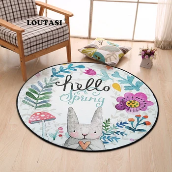 LOUTASI Flannel Computer Chair Floor Mat Rabbit Flower Printed Door Mat Round Carpet for Children Bedroom Play Tent Area Rugs
LOUTASI Flannel Computer Chair Floor Mat Rabbit Flower Printed Door Mat Round Carpet for Children Bedroom Play Tent Area Rugs