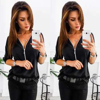 V-Neck Tops Loose Jacket Cotton Casual Sexy Women Coat Autumn Spring Long Sleeve Black Zipper
V-Neck Tops Loose Jacket Cotton Casual Sexy Women Coat Autumn Spring Long Sleeve Black Zipper