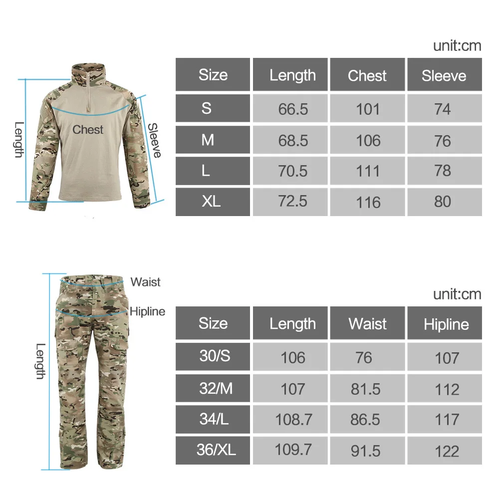 Military Camouflage Suit Tactical Assault Combat Mens Set For Outdoor Army Hunting CS Sets