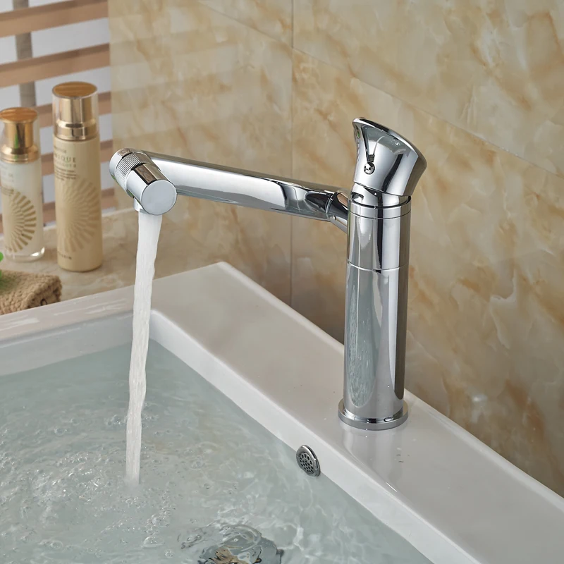 Single Handle Brass 360 Swivel Spout Basin Sink Faucet Deck Mount One Hole Washing Basin Mixer Taps