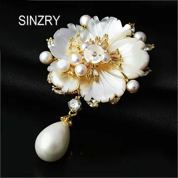 SINZRY Luxury Hot natural shell pearl flowers vintage big brooch pin cubic zircon bridal jewelry accessories
SINZRY Luxury Hot natural shell pearl flowers vintage big brooch pin cubic zircon bridal jewelry accessories