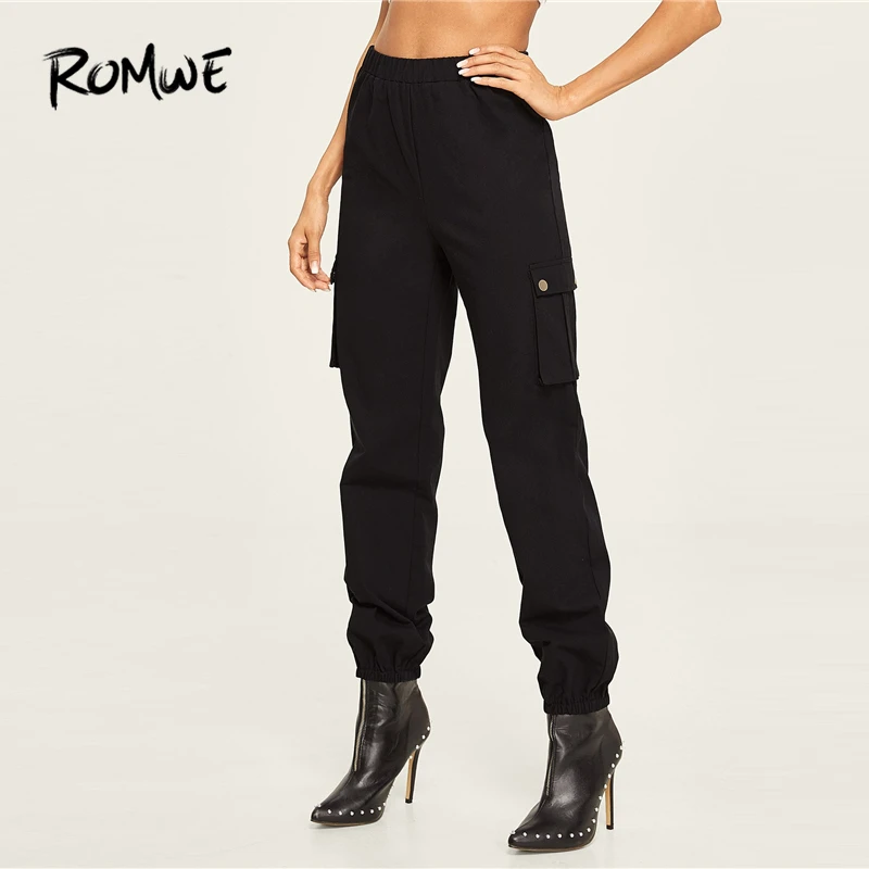 ROMWE Elastic Waist And Hem Utility Pants 2019 Black Spring Autumn Pockets Long Pants Women Fashionable High Waist Trouser
ROMWE Elastic Waist And Hem Utility Pants 2019 Black Spring Autumn Pockets Long Pants Women Fashionable High Waist Trouser