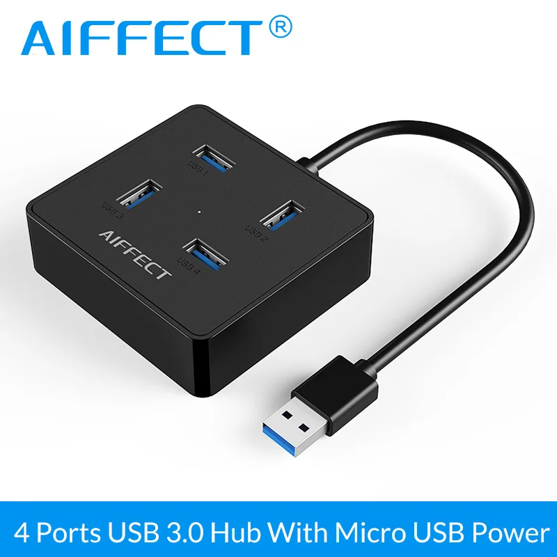 AIFFECT High Speed USB HUB 4 Port Usb Splitter 3.0 Hub with Micro USB Power Interface Portable for Laptop PC Computer Usb Hub
AIFFECT High Speed USB HUB 4 Port Usb Splitter 3.0 Hub with Micro USB Power Interface Portable for Laptop PC Computer Usb Hub