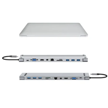 11 in 1 Usb Type C Hub To Hdmi Vga Rj45 Usb 3.0 Hub Converter with Sd/Tf Card Reader Usb C Adapter for Macbook Pro
11 in 1 Usb Type C Hub To Hdmi Vga Rj45 Usb 3.0 Hub Converter with Sd/Tf Card Reader Usb C Adapter for Macbook Pro