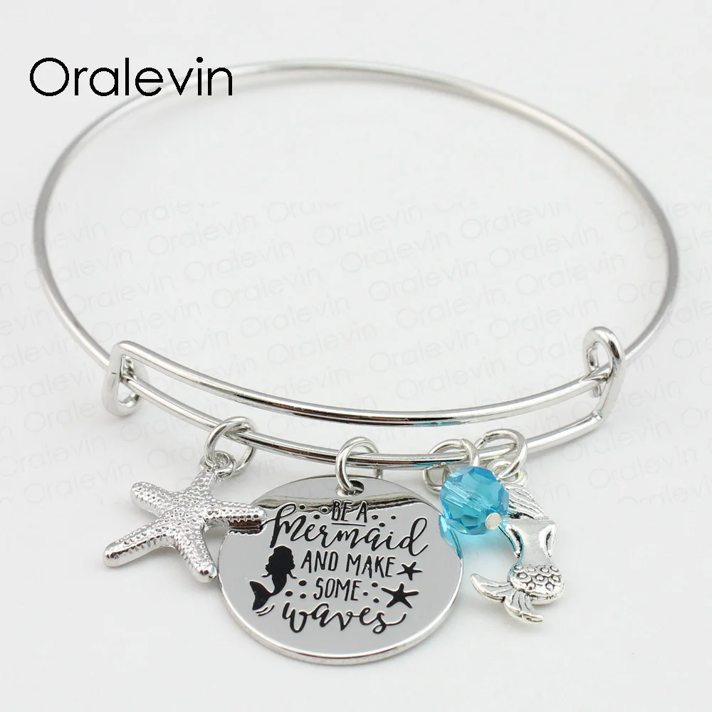 BE A MERMAID AND MAKE SOME WAVES Inspired Engraved Pendent Charm Expandable Wire Mermaid Bracelet Bangle Gift Jewelry ,#LN109B
BE A MERMAID AND MAKE SOME WAVES Inspired Engraved Pendent Charm Expandable Wire Mermaid Bracelet Bangle Gift Jewelry ,#LN109B