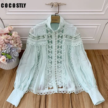 2019 Summer Runway Designer Beads White Blouse Women's Elegant Shirt Stand Collar Lantern Sleeve Hollow Out Tops clothes
2019 Summer Runway Designer Beads White Blouse Women's Elegant Shirt Stand Collar Lantern Sleeve Hollow Out Tops clothes