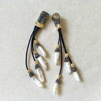 5Pcs Natural Freshwater Long pearl Pendant Charms,Crystal Rhinestone Paved Leather Tassel Pendant Jewelry necklace making PD239
5Pcs Natural Freshwater Long pearl Pendant Charms,Crystal Rhinestone Paved Leather Tassel Pendant Jewelry necklace making PD239
