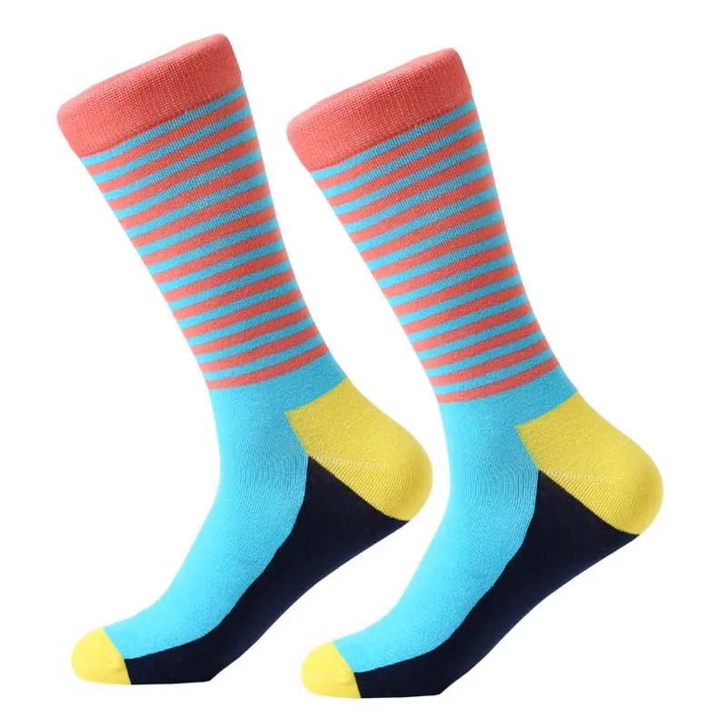 MYORED Новые мужские носки цветные хлопковые жаккардовые полосатые до колена для