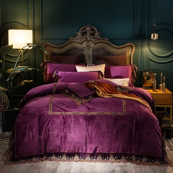 Luxury Purple Blue Green Gray Flannel Winter Thick Bedding set Lace Fleece Fabric Duvet cover Bed Sheet Bed Linen Pillowcases
Luxury Purple Blue Green Gray Flannel Winter Thick Bedding set Lace Fleece Fabric Duvet cover Bed Sheet Bed Linen Pillowcases