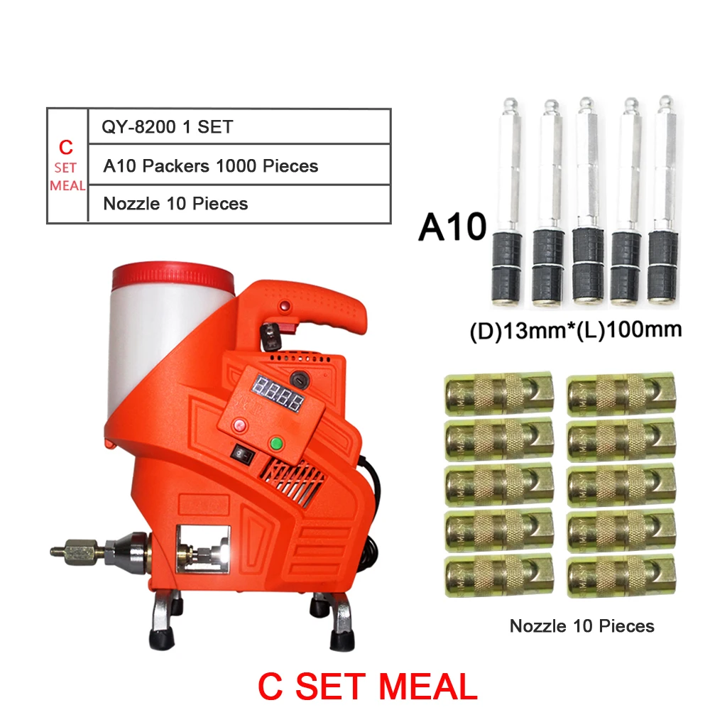 QY-8200 C SET MEAL high pressure waterproof PU Foam agent epoxy injection pump with 1000 pieces injection packers and 10 nozzle
QY-8200 C SET MEAL high pressure waterproof PU Foam agent epoxy injection pump with 1000 pieces injection packers and 10 nozzle