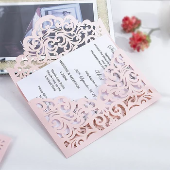 H&D 60pcs Custom Pink Wedding Invitation Card Pink Laser Cut Floral Design Birthday Party Greeting Pearl Paper Card Personalised
H&D 60pcs Custom Pink Wedding Invitation Card Pink Laser Cut Floral Design Birthday Party Greeting Pearl Paper Card Personalised