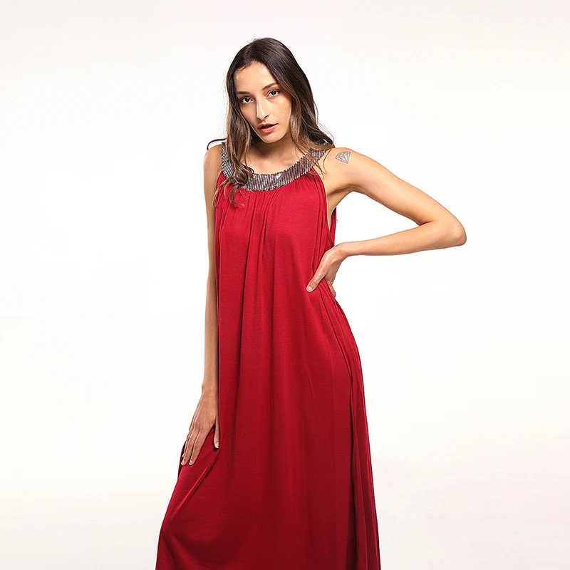 Plus Size Casual Women Dress Sequin O-neck Long Dress Summer Sleeveless Loose Dress Maxi Dress Vestidos De Verano
Plus Size Casual Women Dress Sequin O-neck Long Dress Summer Sleeveless Loose Dress Maxi Dress Vestidos De Verano