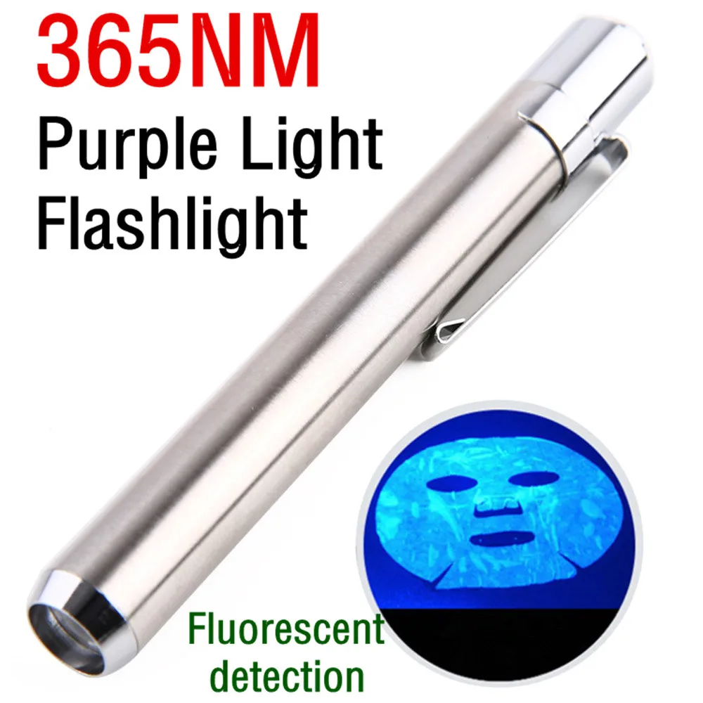 365NM фиолетовый свет фонарик Ручка Свет флуоресцентный агент светодиодный AAA