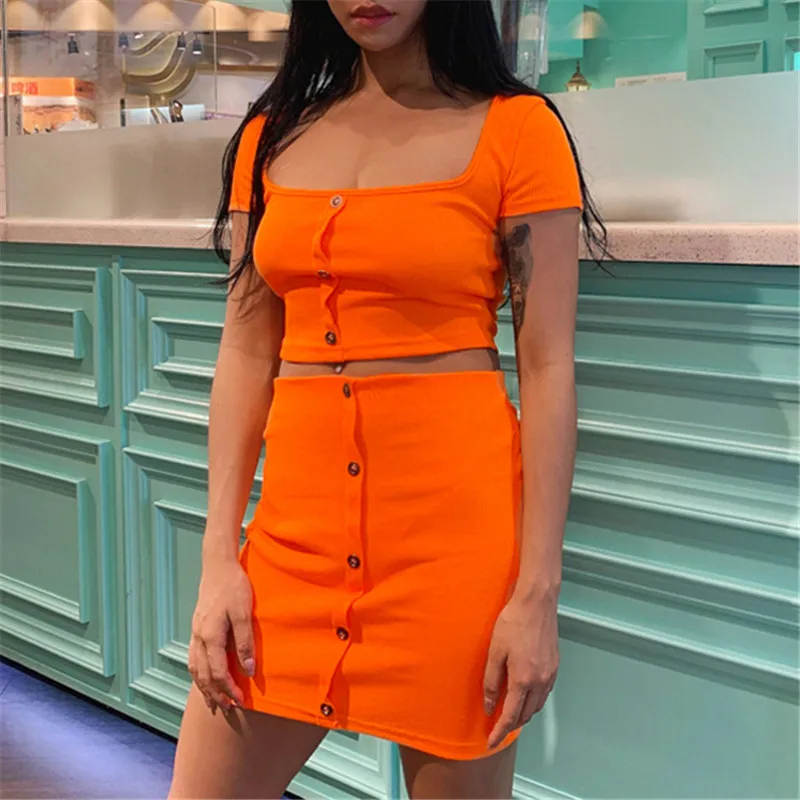 2019 Sexy Off Shoulder Two Piece Set Solid Button Bodycon 2 Piece Set Women Short Sleeve Top And Skirt Summer Autumn Sets
2019 Sexy Off Shoulder Two Piece Set Solid Button Bodycon 2 Piece Set Women Short Sleeve Top And Skirt Summer Autumn Sets