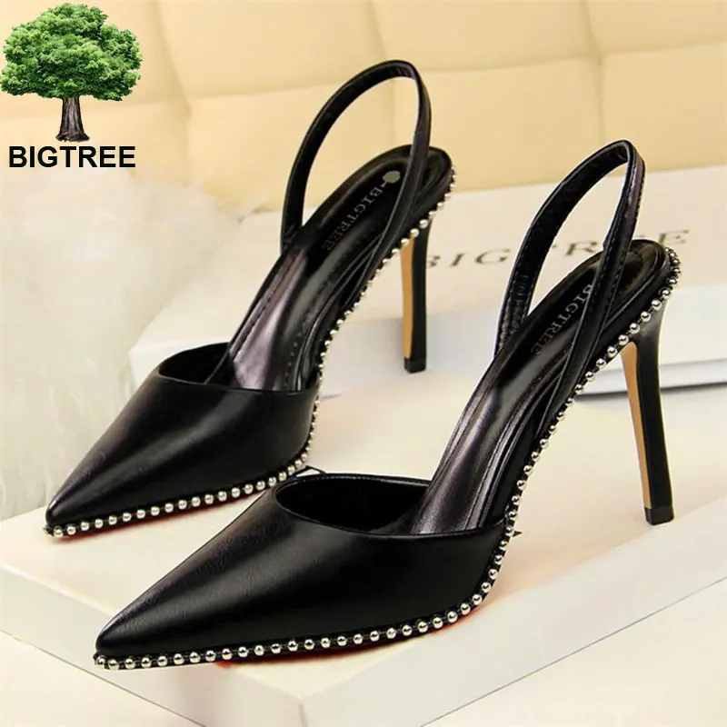 BIGTREE Show Thin Women Sandals Rivet Back Strap Shallow High Heels Shoes Women's Solid Flock/PU Pointed Toe Sexy Party Sandals
BIGTREE Show Thin Women Sandals Rivet Back Strap Shallow High Heels Shoes Women's Solid Flock/PU Pointed Toe Sexy Party Sandals