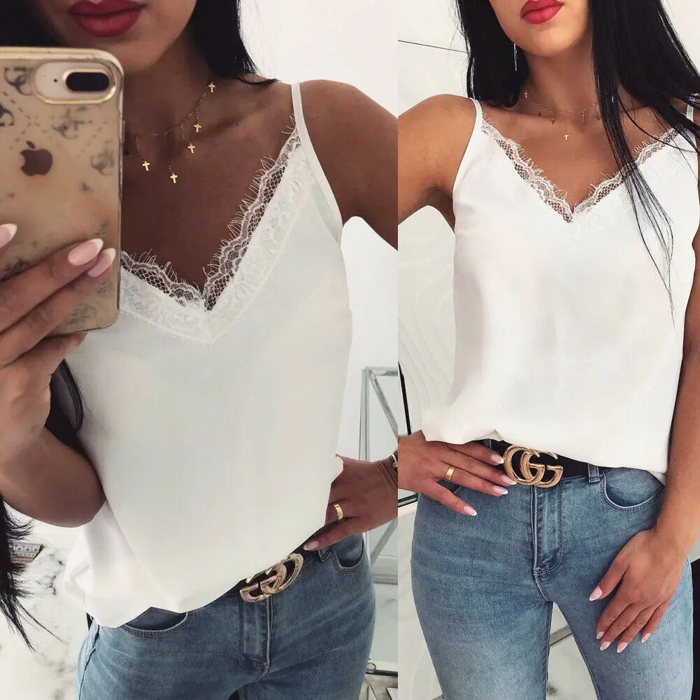 Fashion Women Summer Vest Top Sleeveless Casual Camis Top Women Girl Lace Chiffon V neck Camis
Fashion Women Summer Vest Top Sleeveless Casual Camis Top Women Girl Lace Chiffon V neck Camis