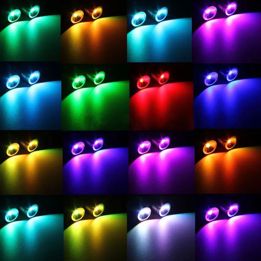 For BMW E39 E60 E61 E63 E64 2Pcs RGB LED Multi-Color Angel Eyes Light Bulb Remote LED Bulb Flash Car Headlight