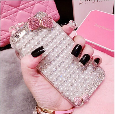 Manual DIY Luxury Pearl Diamond font b Case b font For iphone 5 6 plus font