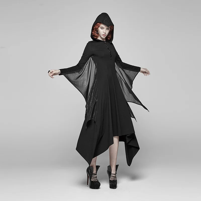 PUNK RAVE Women Gothic Bat Sleeve Sexy Dress Punk Party Long Dress Fashion Cospaly Witch Hooded Ankle-Length Performance Dress
PUNK RAVE Women Gothic Bat Sleeve Sexy Dress Punk Party Long Dress Fashion Cospaly Witch Hooded Ankle-Length Performance Dress
