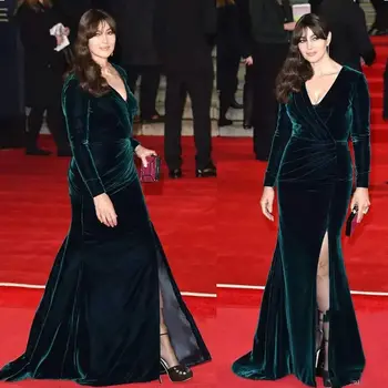 Elegant Long Sleeve Evening Gown Side Split V Neck Floor Length Velvet Dress for Wedding Party Custom Made
Elegant Long Sleeve Evening Gown Side Split V Neck Floor Length Velvet Dress for Wedding Party Custom Made