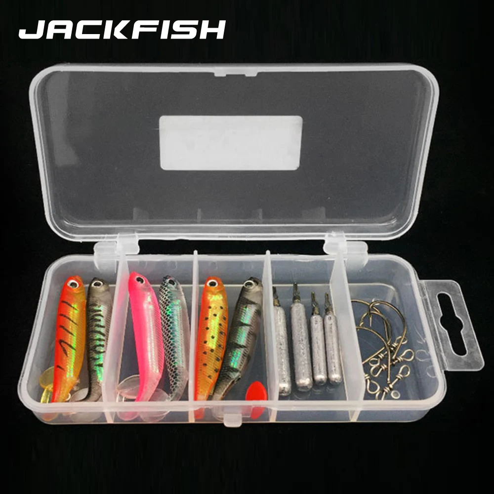 JACKFISH 15pcs/set Soft Lure Fishing Hook T Tail Fish Lure Saltwater/Freshwater Soft Bait Fishing Lure For Carp Fishing Tackle
JACKFISH 15pcs/set Soft Lure Fishing Hook T Tail Fish Lure Saltwater/Freshwater Soft Bait Fishing Lure For Carp Fishing Tackle