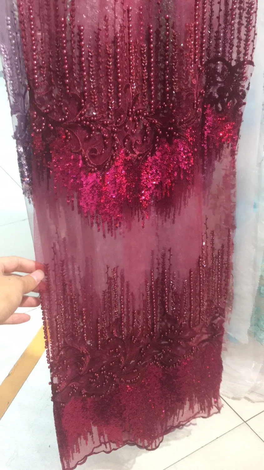 Wine peach colour african french lace fabric with beads top quality nigerian lace fabric with sequins for lady full dress
Wine peach colour african french lace fabric with beads top quality nigerian lace fabric with sequins for lady full dress