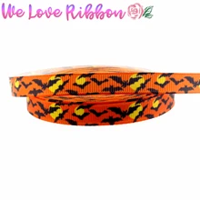 3/8 "9mm Série Halloween Morcego Padrões Impressos Fita De Gorgorão DIY Embalagem Do Partido Faixa de Cabelo Fazendo 10 metros/ rolo MD160702-22-4894(China)