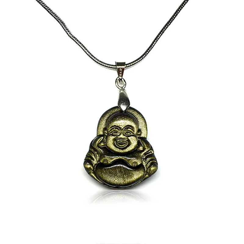 Natural Gold Obsidian Jewelry Pendant Necklace Little laughing Buddha Chinese Gift Pendant With Lucky Chain For Men Women Party
Natural Gold Obsidian Jewelry Pendant Necklace Little laughing Buddha Chinese Gift Pendant With Lucky Chain For Men Women Party