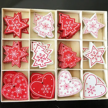 10pcs New Year Natural Wood Christmas Tree Ornament Wooden Hanging Pendants Gifts Snow Elk Christmas Decora adornos de navidad