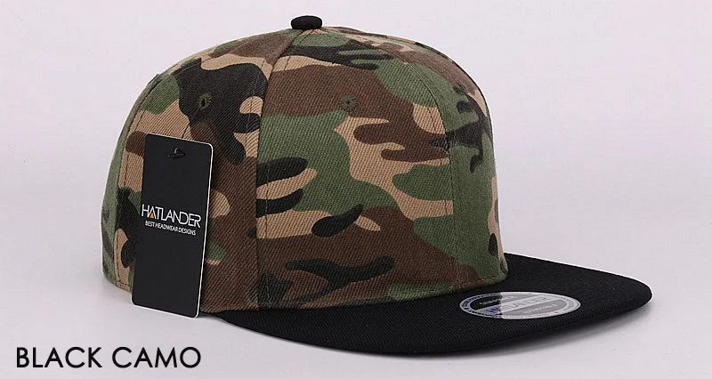 HATLANDER Camouflage snapback polyester cap blank flat camo baseball cap with no embroidery mens cap and hat for men and women 4