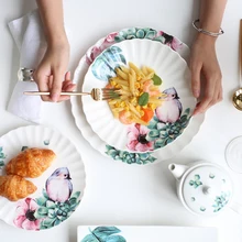 EECAMAIL 藤鳥クリエイティブ S 形状セラミック食器家庭用皿西部ディッシュのステーキプレート丼スープボウル(China)