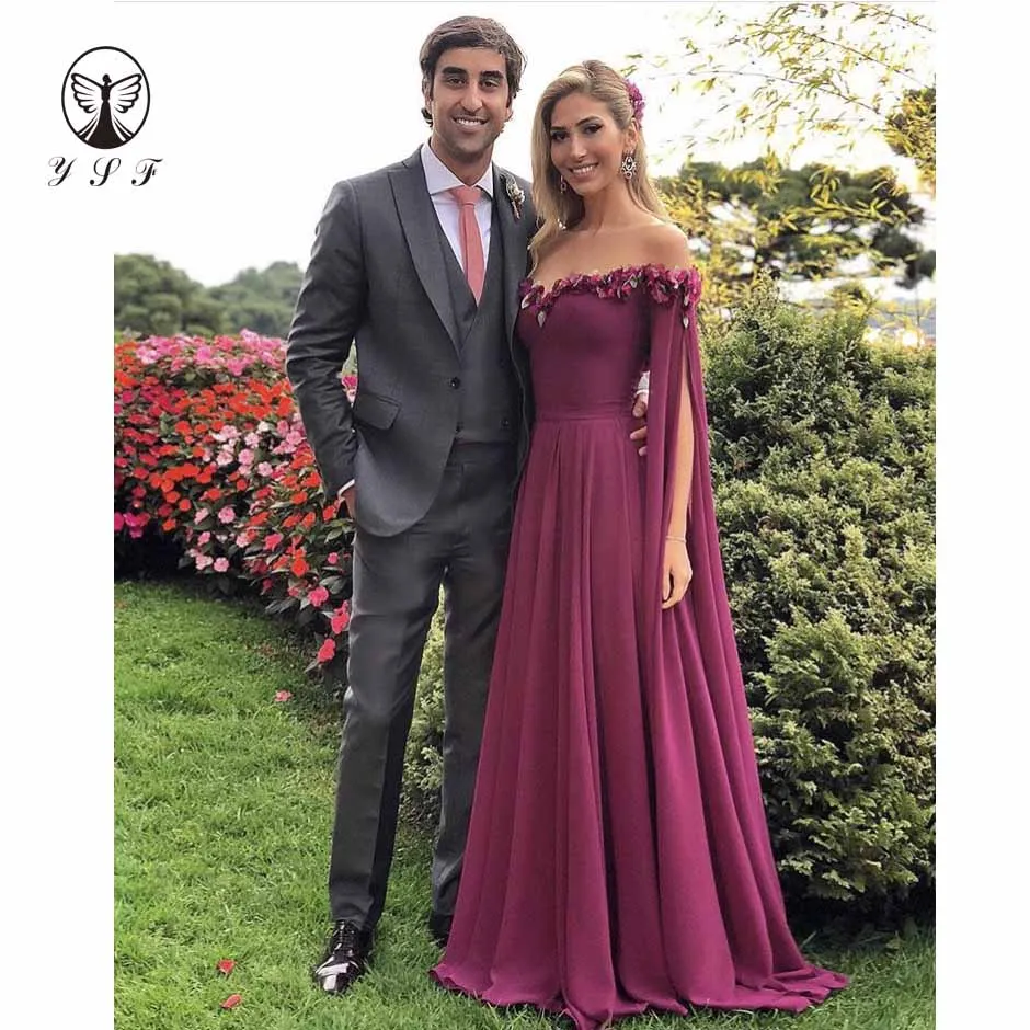 New Arrival Fuschia Off the Shoulder 3D Flowers Long Sleeve Floor Length Prom Dresses for Engagement
New Arrival Fuschia Off the Shoulder 3D Flowers Long Sleeve Floor Length Prom Dresses for Engagement