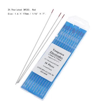 DRELD 10pcs/lot WT20 Tungsten Electrode Professional Tig Rod 1.6 x175mm (1/16"x7") 2% Thoriated for Tig Welding Machine Red Tip
DRELD 10pcs/lot WT20 Tungsten Electrode Professional Tig Rod 1.6 x175mm (1/16"x7") 2% Thoriated for Tig Welding Machine Red Tip